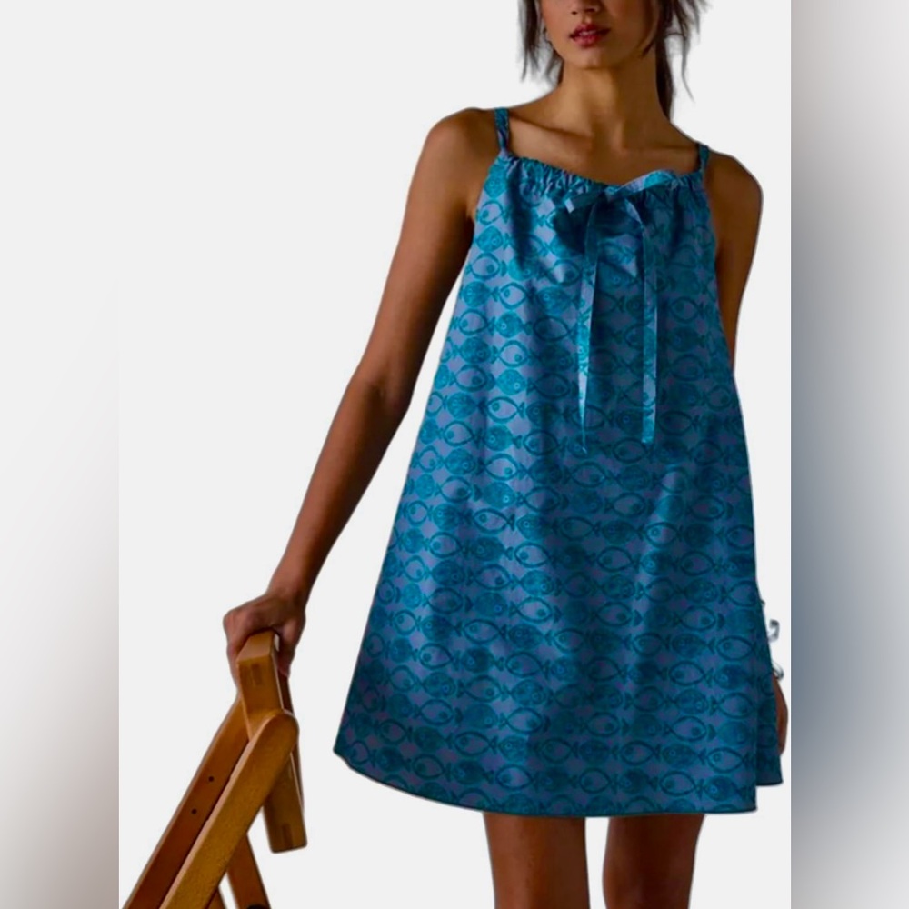 BDG Teal Blue Mini Dress with Bow